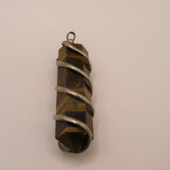 Tiger Eye Wire Wrap Pendant - Picture 2 of 5